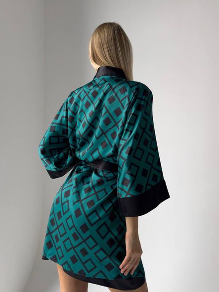 Домашний стильный шелковый комплекты (халат+рубашка) женский синего цвета фото — Beauty&Fashion