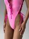 Суцільний сексуальний купальник з зав'язками та вирізами жіночий рожевого кольору 2784 фото 3 — Beauty&Fashion