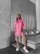 Шовкова смугаста домашня сорока вільного крою жіноча рожевого кольору фото — Beauty&Fashion