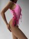 Суцільний сексуальний купальник з зав'язками та вирізами жіночий рожевого кольору 2784 фото 5 — Beauty&Fashion