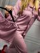 Женская однотонная шелковая пижама тройка (рубашка с длинным рукавом, брюки, шорты) (Темно-розовый) 015/21.15 фото 6 — Beauty&Fashion