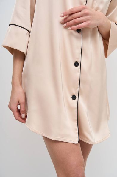 Женская невероятная удлиненная ночная рубашка для сна (Молочный) фото — Beauty&Fashion