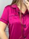 Женская однотонная шелковая пижама двойка (рубашка с коротким рукавом+шорты) (Малиновый) 014/21.82 фото 9 — Beauty&Fashion