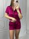 Женская однотонная шелковая пижама двойка (рубашка с коротким рукавом+шорты) (Малиновый) 014/21.82 фото 3 — Beauty&Fashion