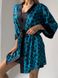 Домашній шовковий стильний комплекти (халат+сорочка) жіночий синього кольору фото — Beauty&Fashion