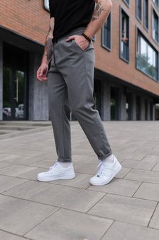 Чоловічі стильні клачисні штани сірий фото — Beauty&Fashion