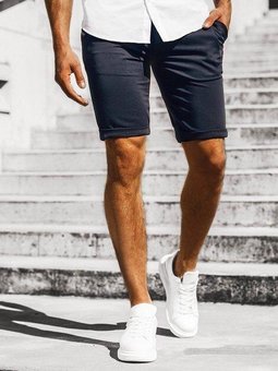 Мужские стильные однотонные летние шорты (Темно-синий) фото — Beauty&Fashion