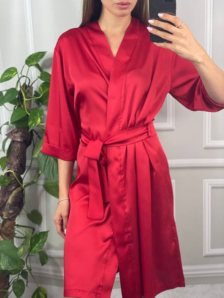 Женский стильный шелковый халат(Красный) фото — Beauty&Fashion