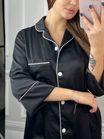 Жіноча легка та ніжна подовження шовкова домашня сорочка малиновий фото — Beauty&Fashion