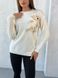 Ангоровый однотонный теплый свитер с мешкой женский молочного цвета 8821 фото 5 — Beauty&Fashion