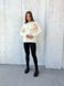Ангоровий однотонний теплий светр з мішкою жіночий молочного кольору 8821 фото 2 — Beauty&Fashion
