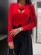 Стильная однотонная кофта с вырезом на декольте женские красного цвета S1531/190 фото 3 — Beauty&Fashion