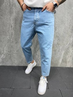 Мужские стильные классические джинсы люкс МОМ голубой фото — Beauty&Fashion
