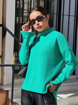 Женский стильный ангоровый однотонный свитер(Зеленый) фото — Beauty&Fashion