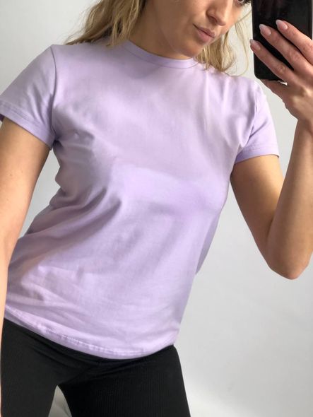 Женская удлиненная однотонная оверсайз футболка (Лавандовый) фото — Beauty&Fashion