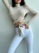 Укороченная однотонная кофта с завязками и рукавами женская бежевого цвета RG 6210 /994 фото 4 — Beauty&Fashion