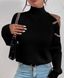 Однотонный демисезонный свитер с обнаженным женского плеча черного цвета R4939/610 фото 2 — Beauty&Fashion