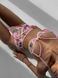 Сексуальний комплект спідньої білизни з вишивкою (трусики стрінги+ліф на кісточках+пояс для панчох) жіночий блакитного кольору SM2191 фото 5 — Beauty&Fashion
