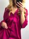 Легкая и нежная женская удлиненная шелковая домашняя рубашка малиновый 050/21 фото 6 — Beauty&Fashion