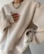 Флісовий однотонний світшот з принтом жіночий бежевого кольору G776/840 фото 2 — Beauty&Fashion