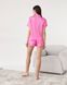 Женская нежная и легкая полосатая сатиновая ночная пижама рубашка+шорты малиновый 052/21 фото 4 — Beauty&Fashion