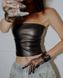 Шкіряний однотонний вечірній топ жіночий чорного кольору R844/353 фото 3 — Beauty&Fashion