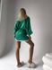 Домашній шовковий стильний комплекти (халат+сорочка) жіночий зеленого кольору 1008 фото 3 — Beauty&Fashion