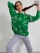 Стильный и теплый женский свитер с сердцем женского зеленого цвета В2122/2320 фото 2 — Beauty&Fashion