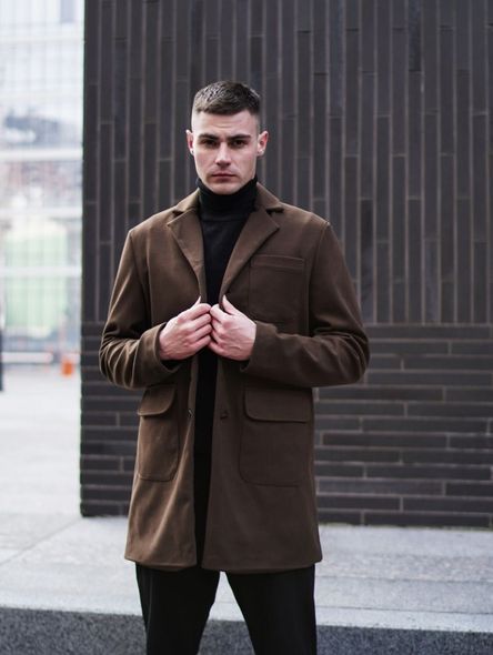 Демисезонное стильное однотонное кашемировое пальто мужское черного цвета фото — Beauty&Fashion