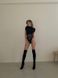 Однотонный стильный боди с сеткой на талии женского черного цвета R4957/181 фото 6 — Beauty&Fashion