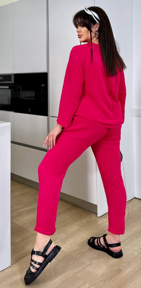 Летний легкий однотонный костюм (кофта+штаны) женский бежевого цвета фото — Beauty&Fashion