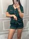 Женская однотонная шелковая пижама двойка (рубашка с коротким рукавом+шорты) (Изумруд) 014/21.40 фото 5 — Beauty&Fashion
