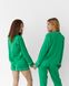Жіноча однотонна шовкова піжама трійка (сорочка з довгим рукавом, штани, шорти) (Зелений) 015/21.5 фото 5 — Beauty&Fashion