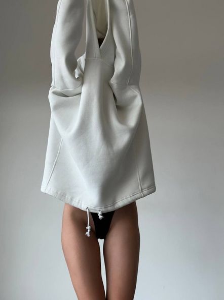 Стильний худі вільного крою з принтом жіночий молочного кольору фото — Beauty&Fashion