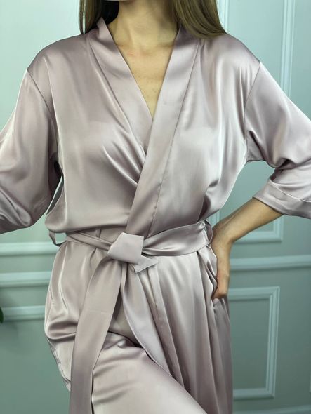 Женский стильный шелковый халат(Мокко) фото — Beauty&Fashion