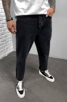 Чоловічі стильні класичні люксові джинси МОМ чорні фото — Beauty&Fashion