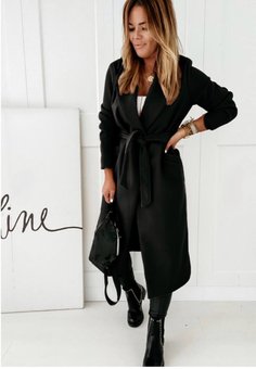 Женское универсальное однотонное пальто из кашемира (Черный) фото — Beauty&Fashion