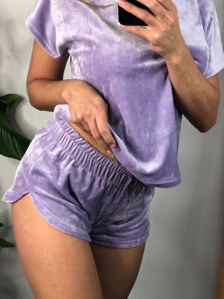 Мягкий женский комплект пижамы тройки из плюшевого велюра (Лавандовый) фото — Beauty&Fashion