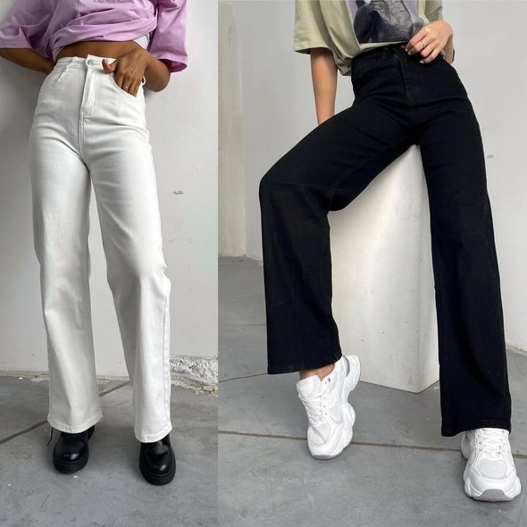 Вільні однотонні джинси жіночі білого кольору фото — Beauty&Fashion