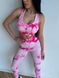 Ефектний мармуровий фітнес костюм лосини пуш ап+топ жіночий біло-рожевого кольору FS1727 фото 2 — Beauty&Fashion