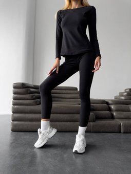 Теплая однотонная женская термокофта черного цвета фото — Beauty&Fashion