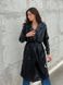 Демисезонный кожаный стильный женский тренч черного цвета S1517/358 фото 2 — Beauty&Fashion