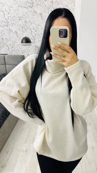 Ангоровый однотонный свитер в женский рубчик белого цвета фото — Beauty&Fashion