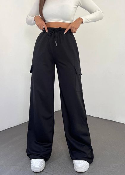 Вільного крою однотонні спортивні штани карго жіночі сірого кольору фото — Beauty&Fashion