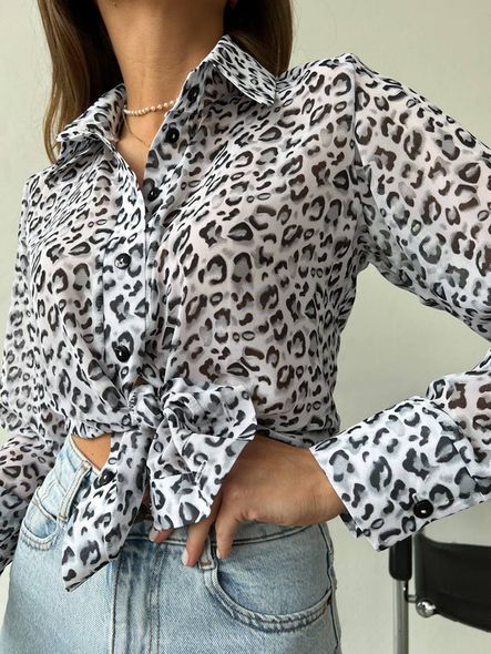 Стильная классическая рубашка с принтом женской зебры белого цвета фото — Beauty&Fashion