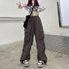 Однотонные стильные брюки карго свободного кроя женские шоколадного цвета R1347 /639 фото 3 — Beauty&Fashion