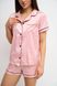Женская однотонная шелковая пижама двойка (рубашка с коротким рукавом+шорты) (Пудровый) 014/21.46 фото 6 — Beauty&Fashion