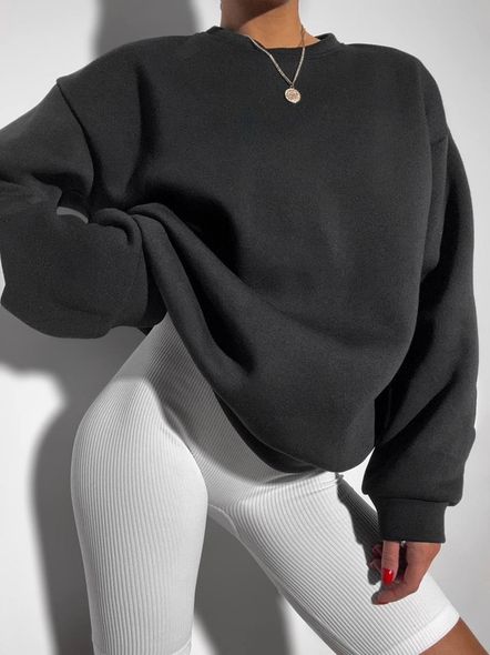 Флисовый теплый зимний батник с принтом женский черного цвета фото — Beauty&Fashion