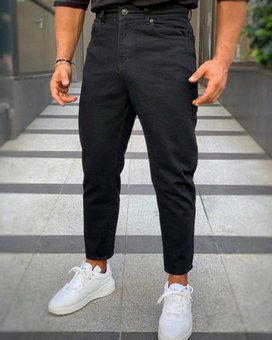 Мужские стильные классические джинсы люкс МОМ черные фото — Beauty&Fashion