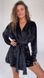 Велюровый однотонный короткий женский халат черного цвета фото — Beauty&Fashion